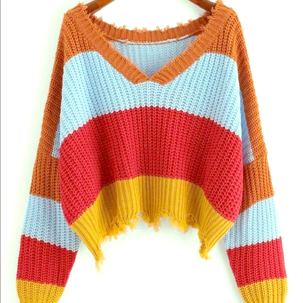 Plus Size Color Block Should Sweater - image 1